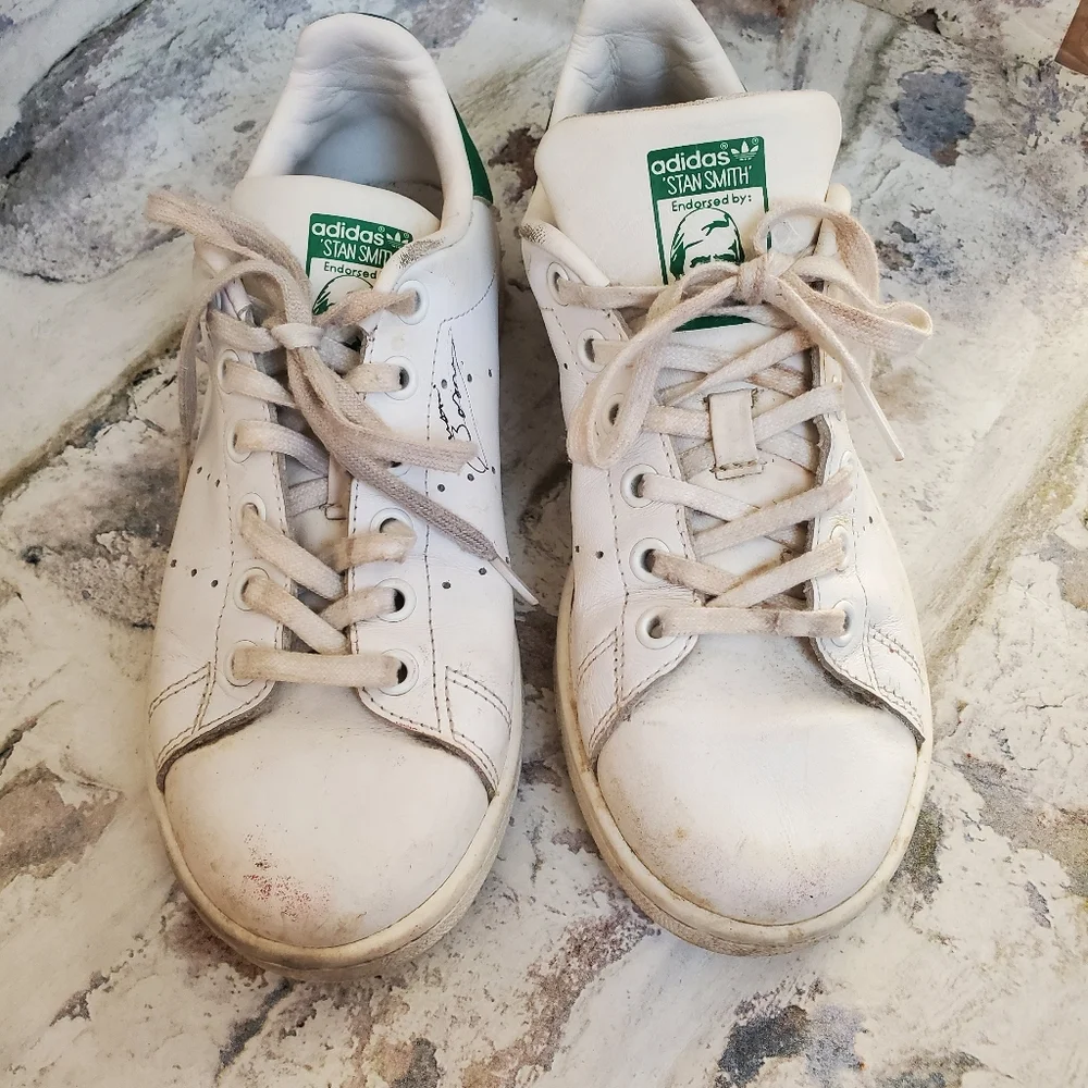 Adidas Stan Smith Low White Green Shoes Size Youth 4.5
